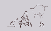 Sketches of a Flak Crab and how it attacks - by IbanPlay